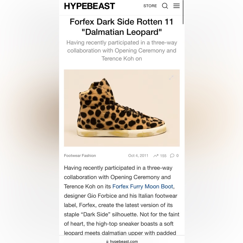 Forfex furry leopard high top sneaker